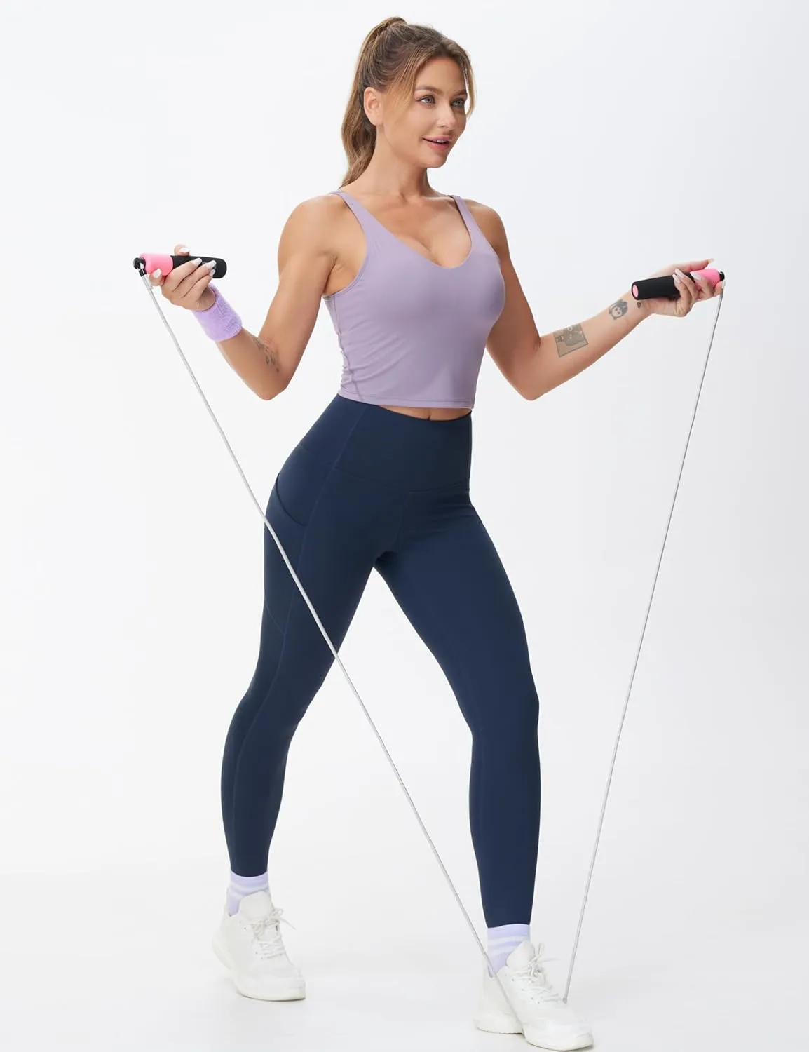 THE GYM PEOPLE Women's High Waist Yoga Pants Buttery Soft Stretchy Tummy Control Workout Athletic Leggings with Pockets