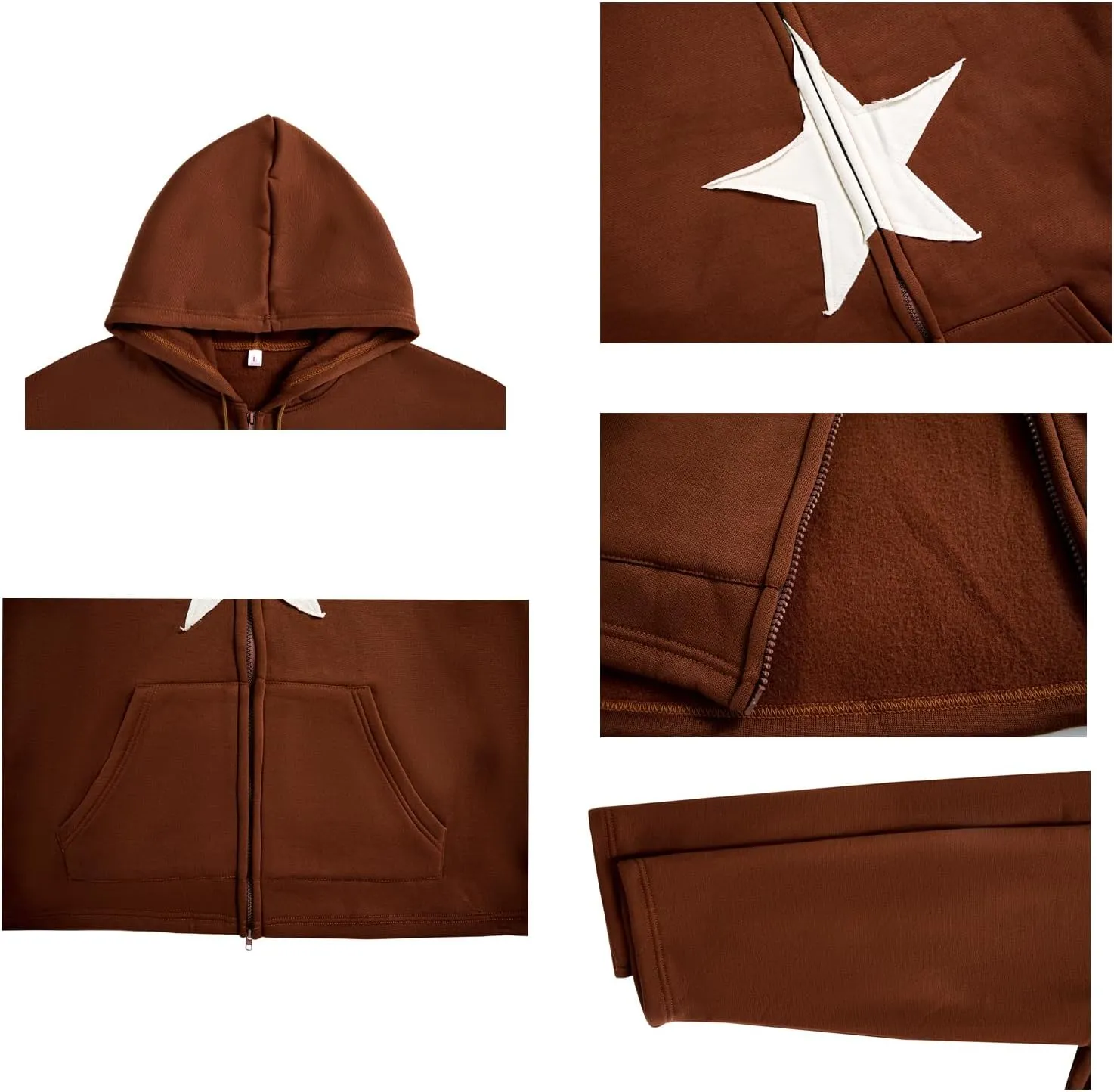 TIAFORD Women's Y2k Star Graphic Zip Up Hoodies Casual Oversize Long Sleeve Aesthetic Streetwear Jackets with Pocket