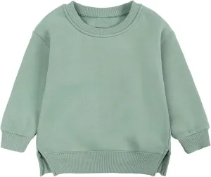Toddler Boys Girls Fleece Lined Crewneck Sweatshirt Kids Sport Solid Basic Cotton Pullover Tops Long Girls Undershirts