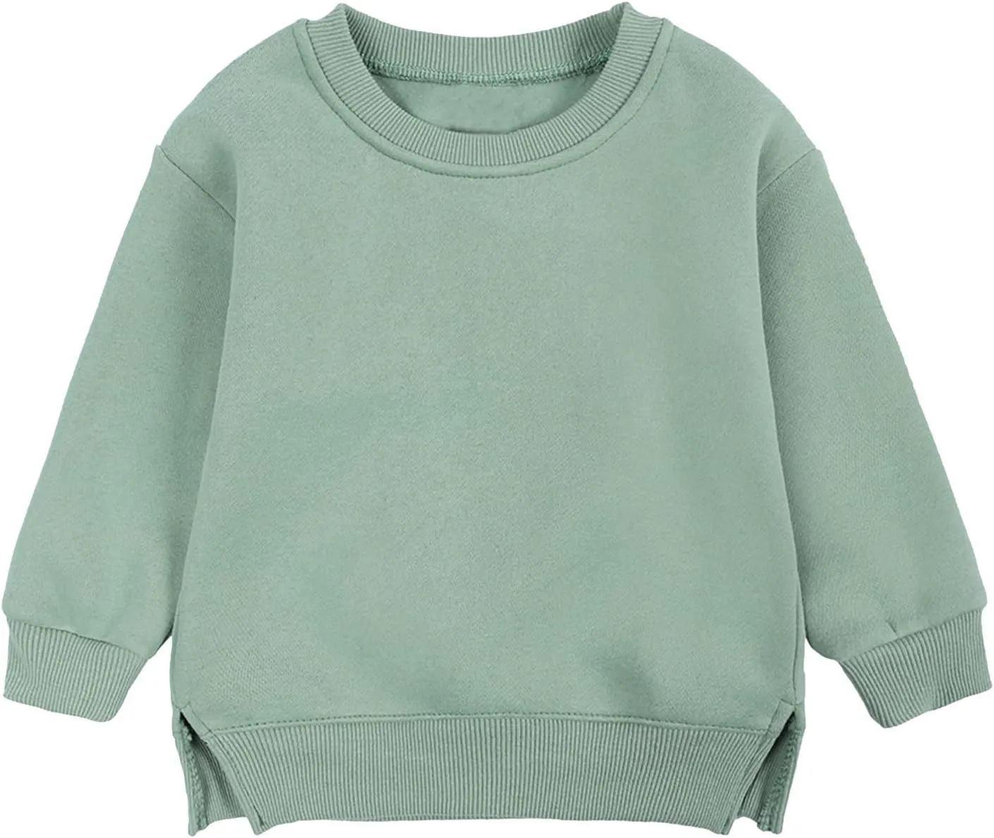 Toddler Boys Girls Fleece Lined Crewneck Sweatshirt Kids Sport Solid Basic Cotton Pullover Tops Long Girls Undershirts