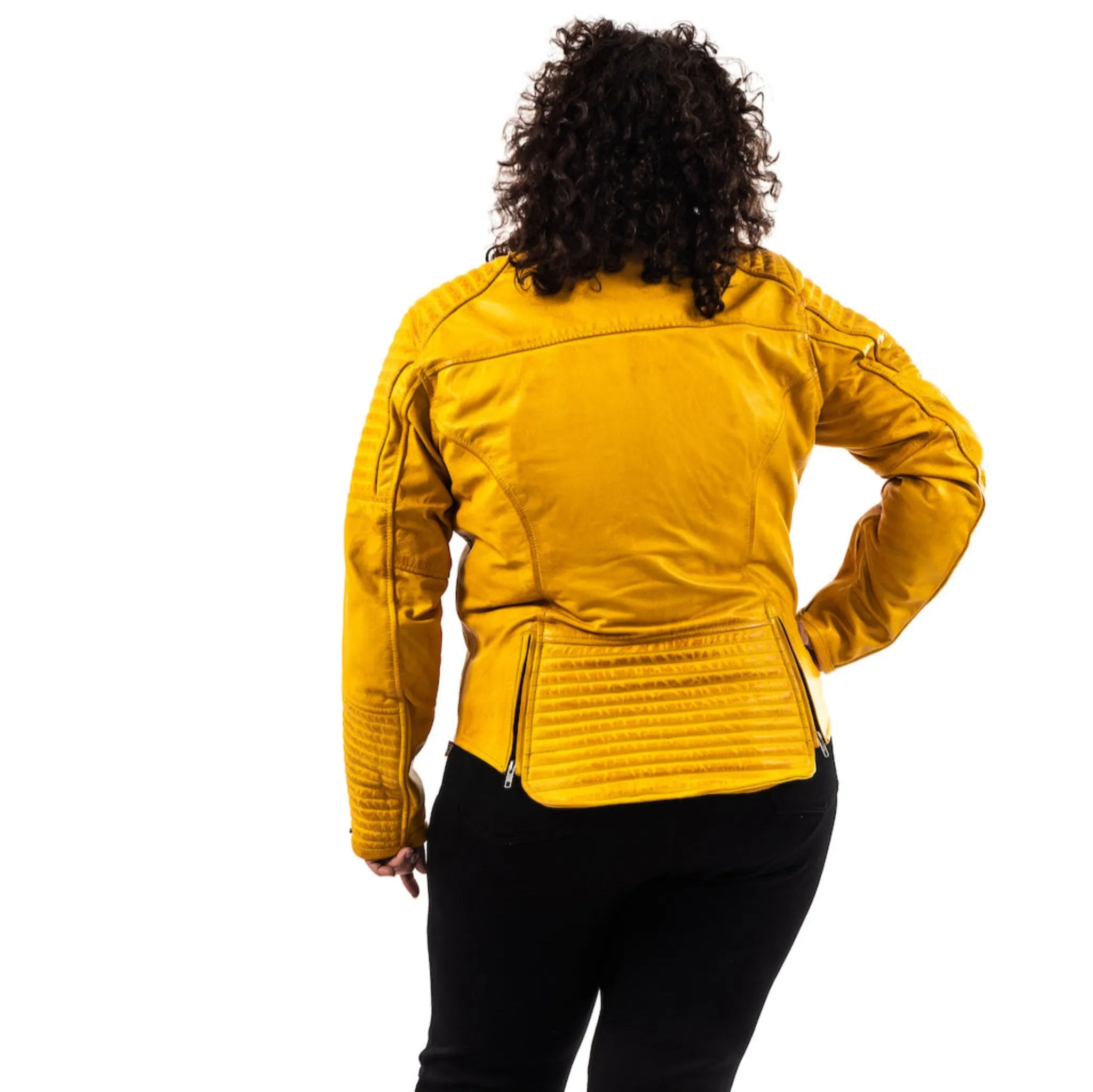 VALERIE YELLOW - Women's Motorcycle Leather Jacket