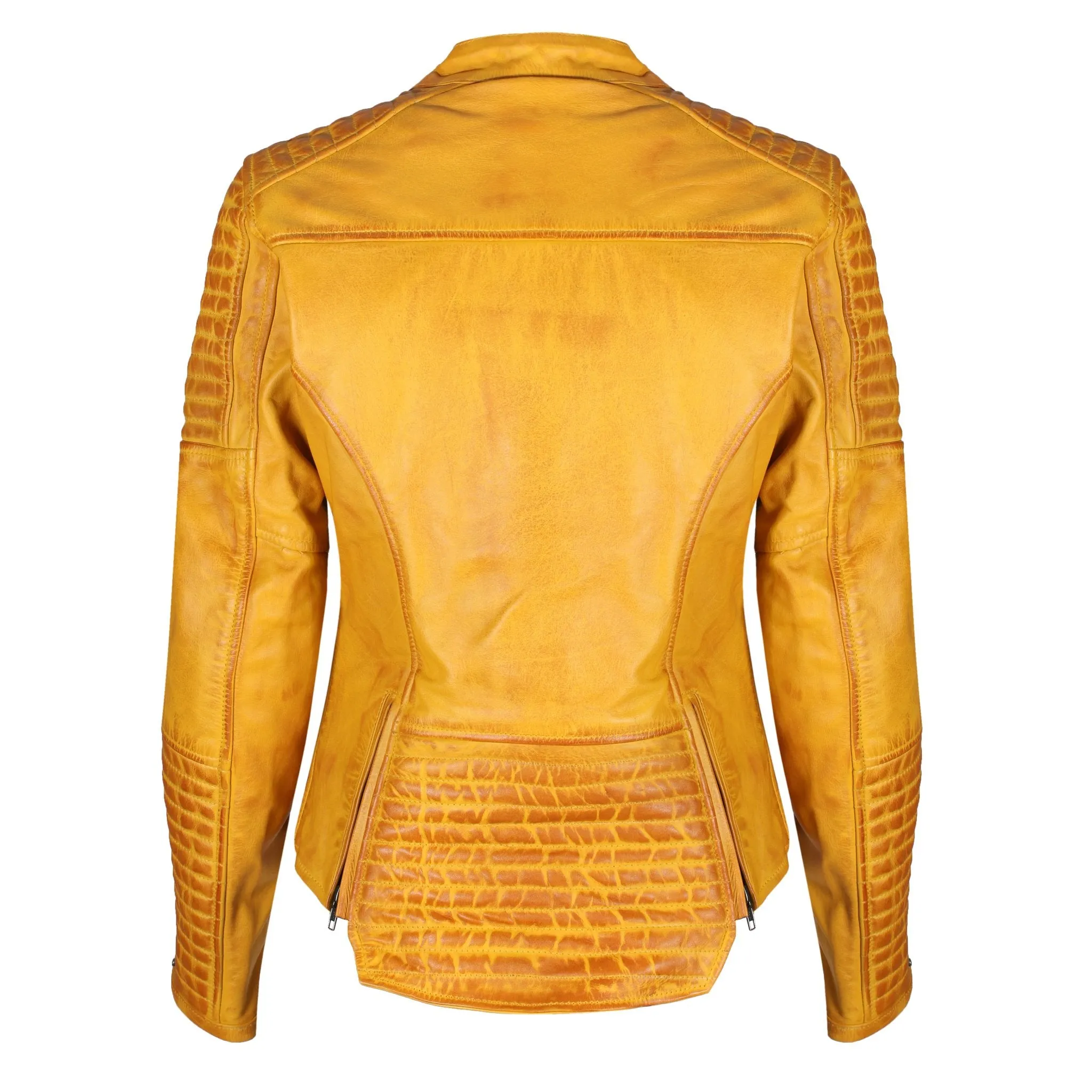 VALERIE YELLOW - Women's Motorcycle Leather Jacket