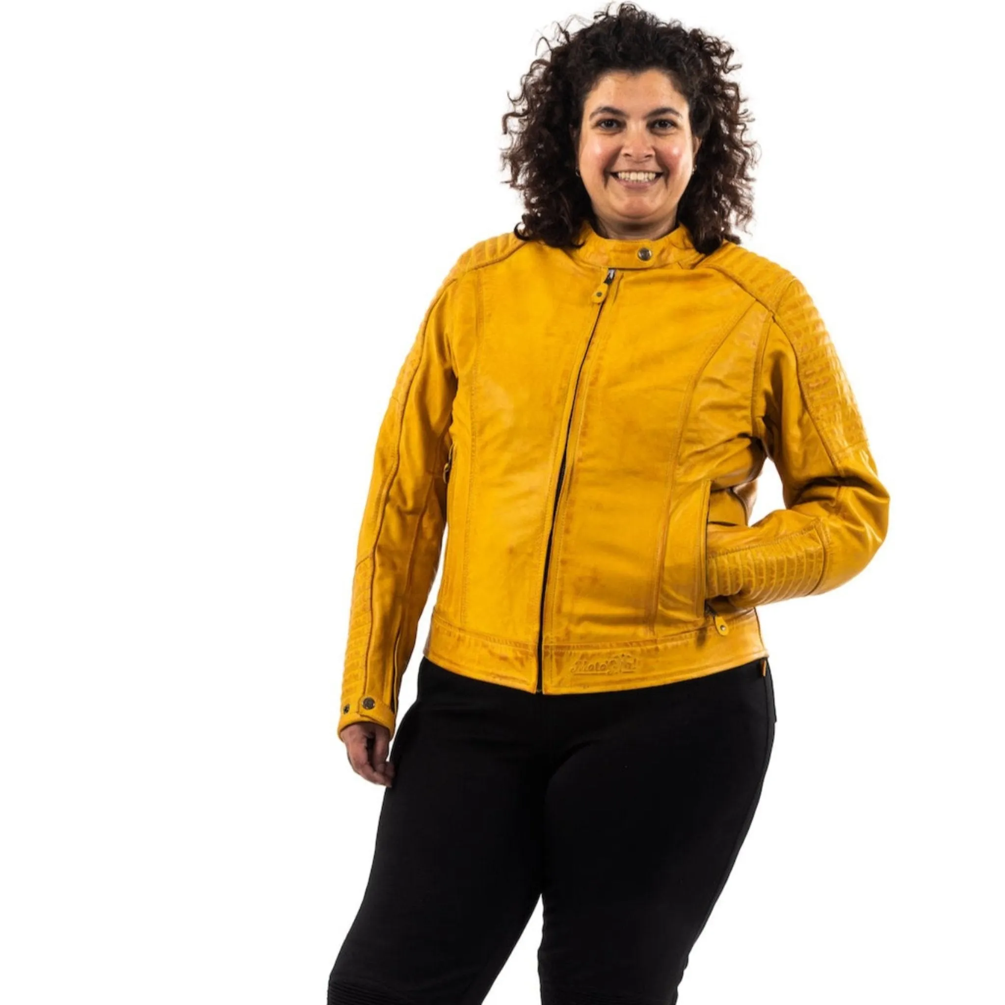 VALERIE YELLOW - Women's Motorcycle Leather Jacket