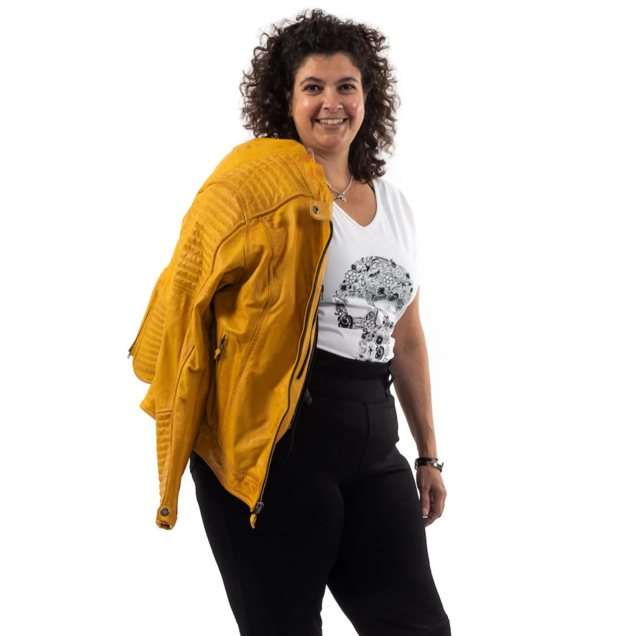VALERIE YELLOW - Women's Motorcycle Leather Jacket