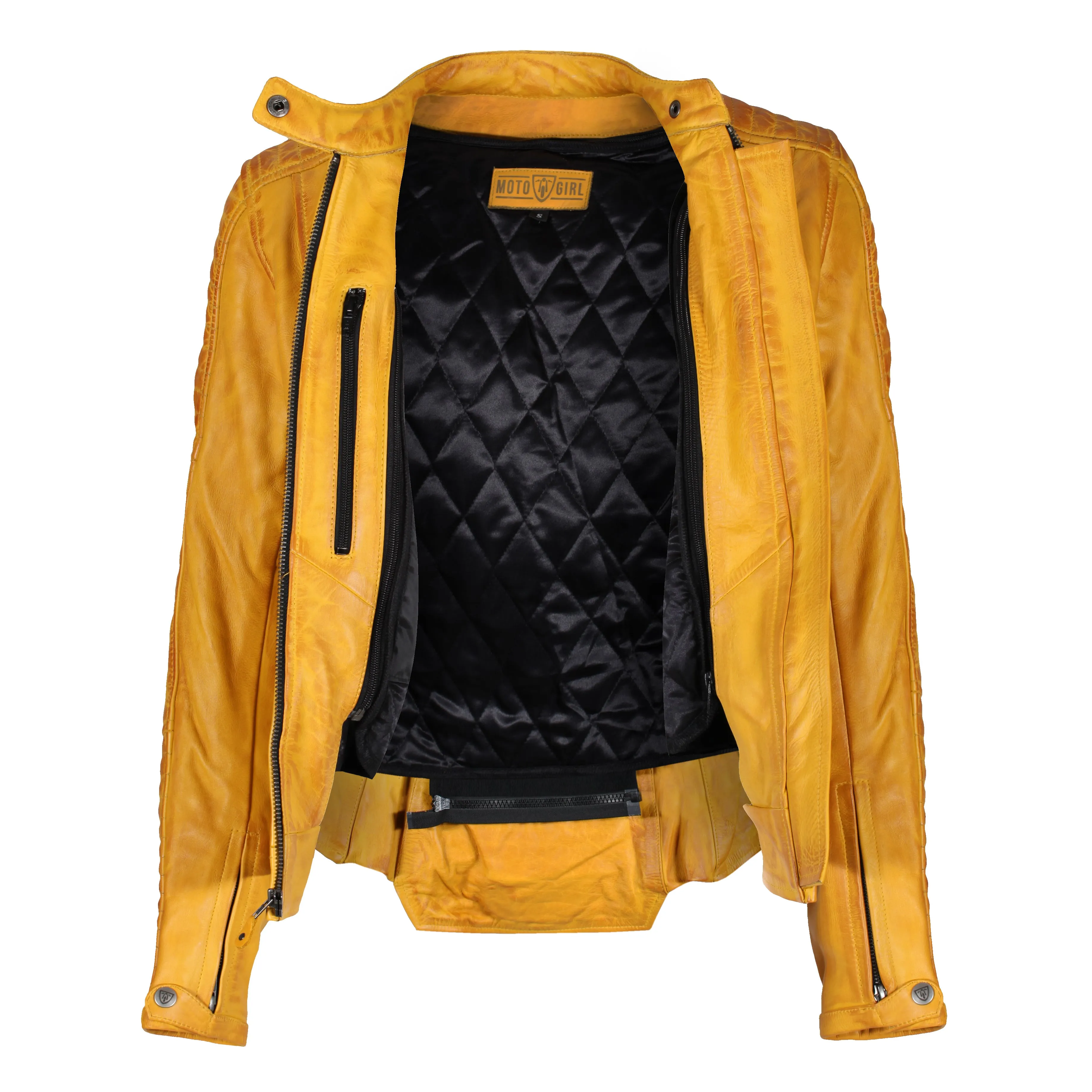 VALERIE YELLOW - Women's Motorcycle Leather Jacket