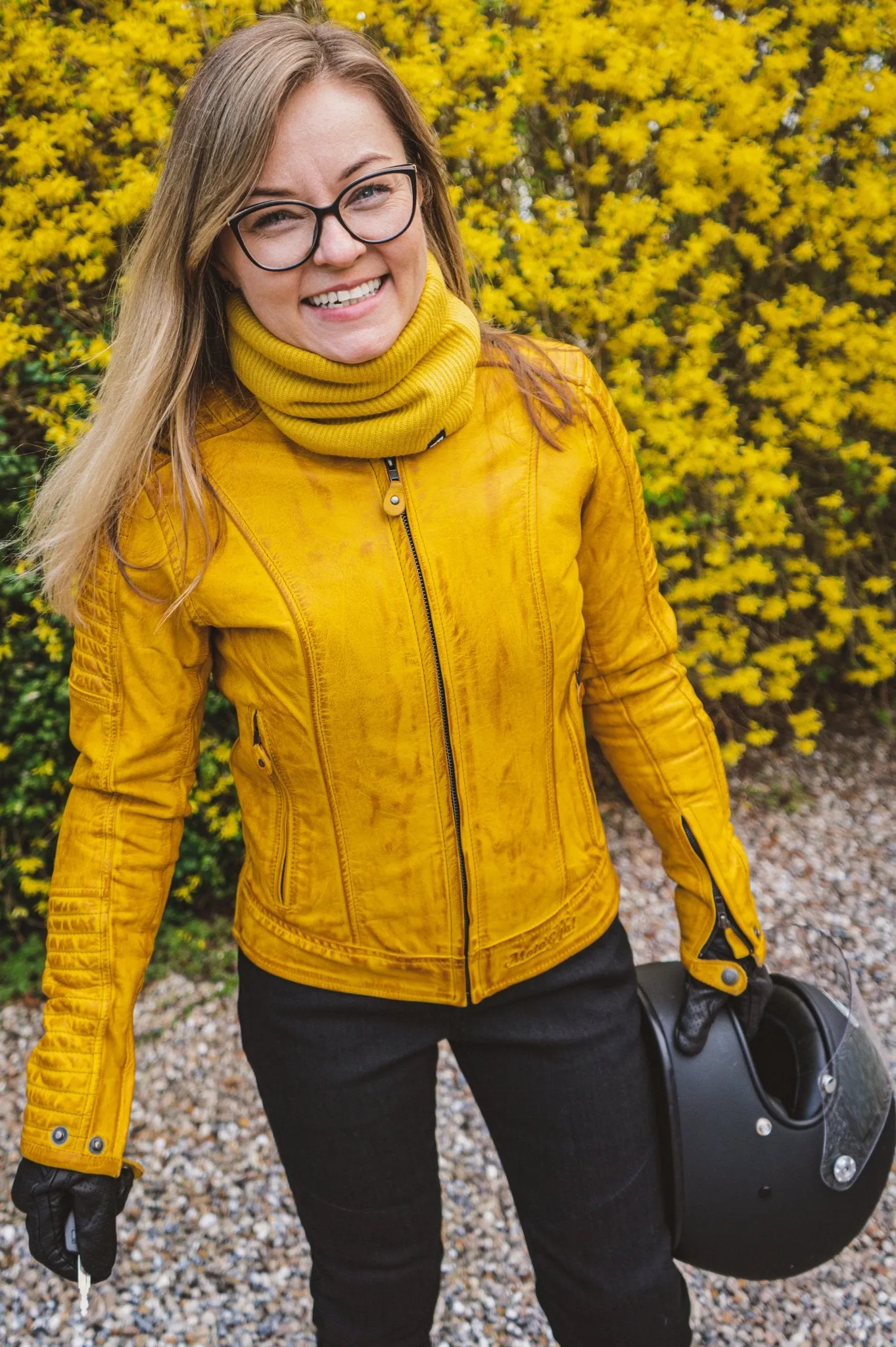 VALERIE YELLOW - Women's Motorcycle Leather Jacket