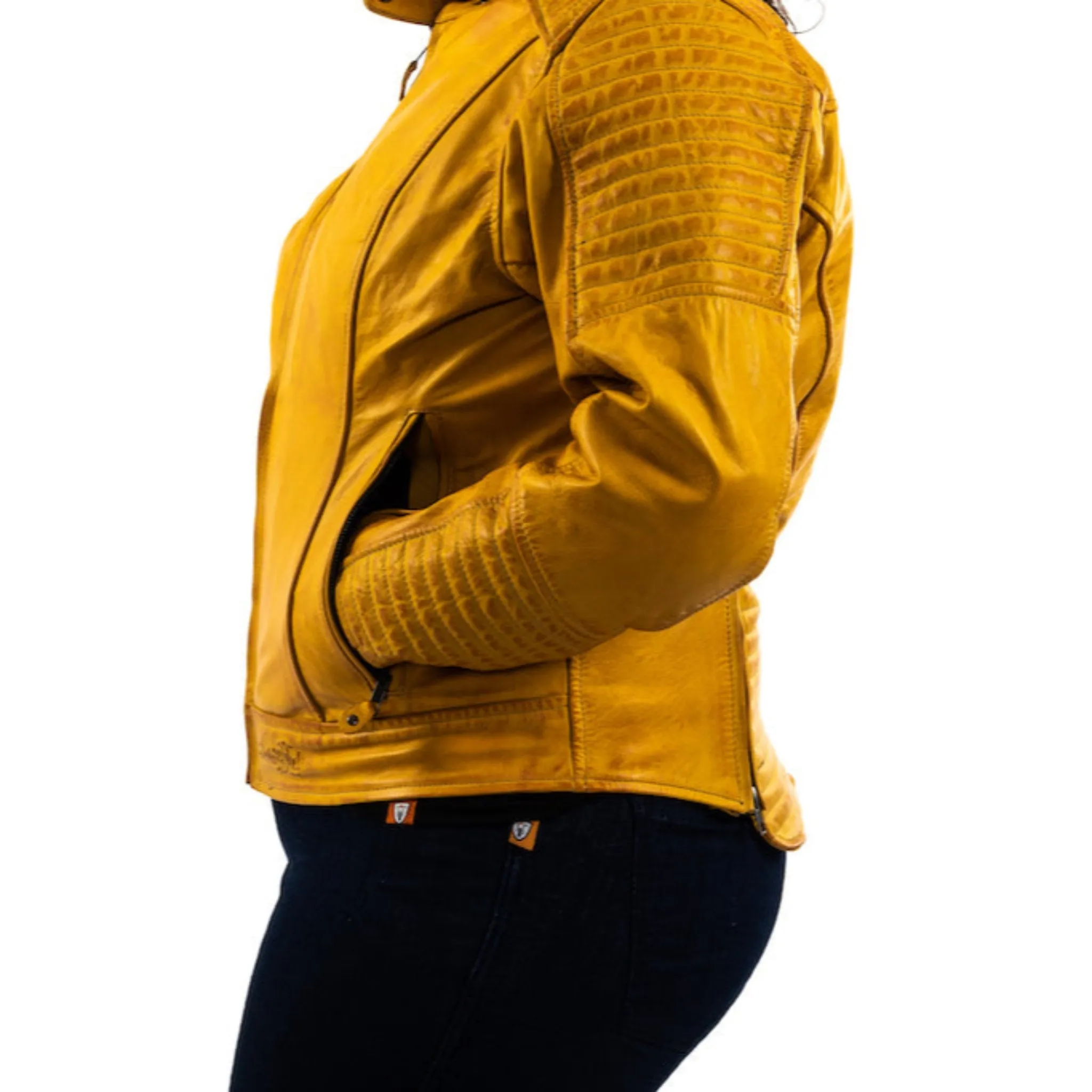 VALERIE YELLOW - Women's Motorcycle Leather Jacket