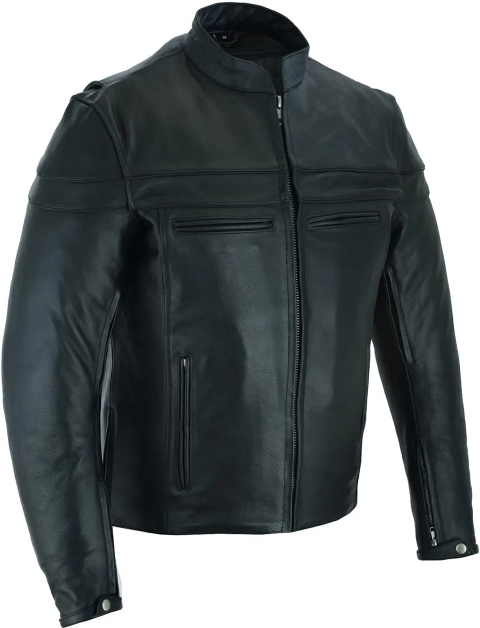 Vance Leather Men's Premium Leather Racer Jacket with Vents