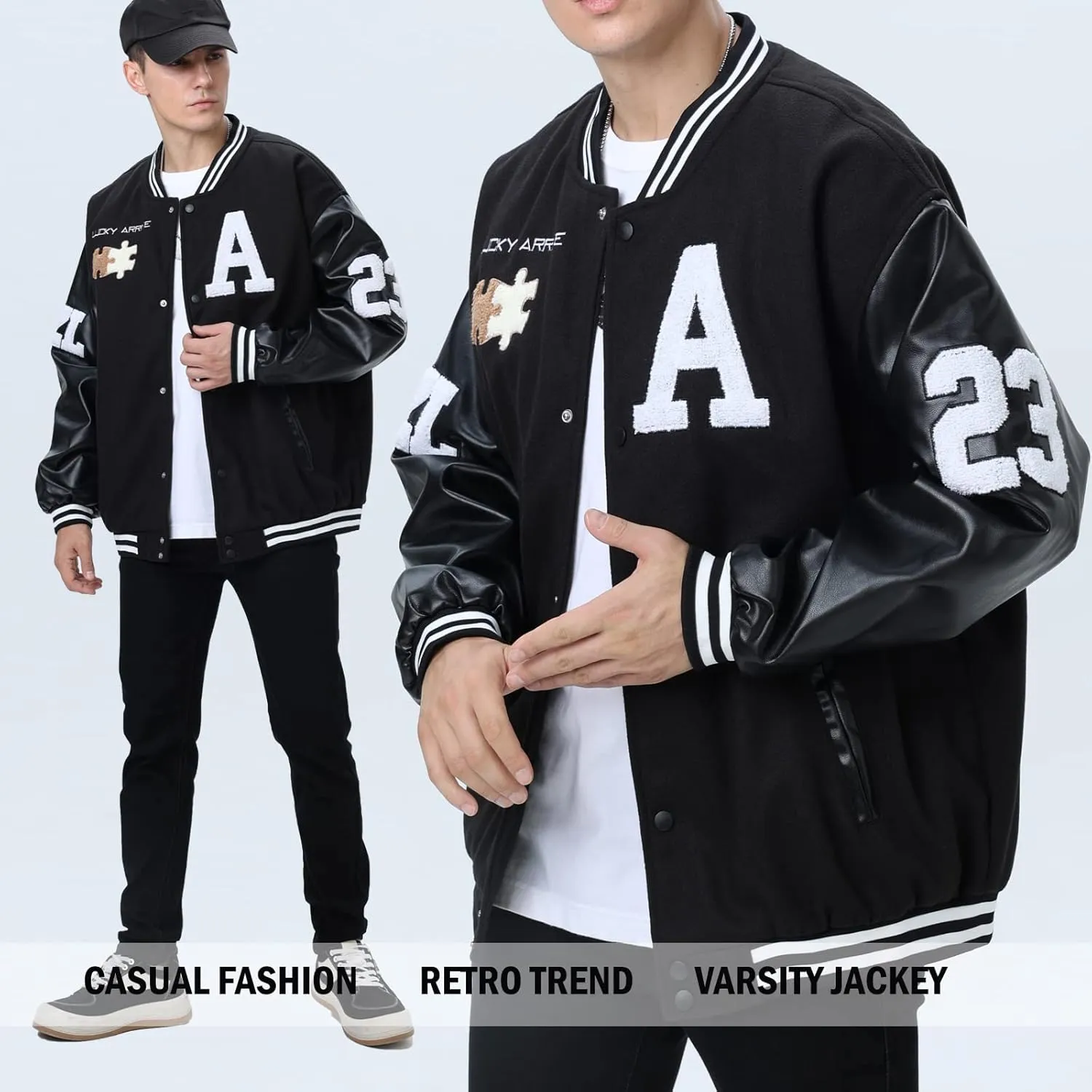 Varsity Jacket Unisex Y2K Embroidered Letterman Bomber Jacket Casual Baseball Jackets