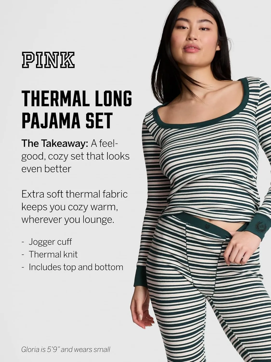 Victoria's Secret PINK Thermal Pajama Set, Long Sleeve Shirt & Leggings, Sleepwear for Women (XS-XXL)