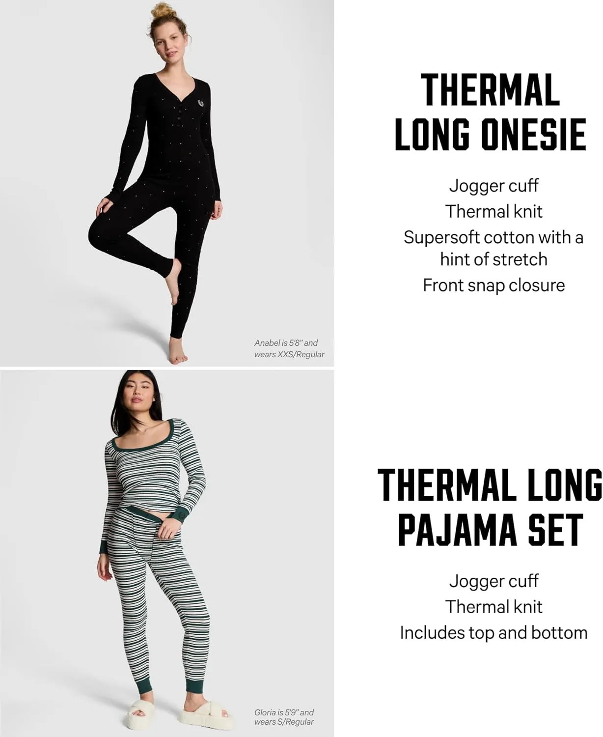 Victoria's Secret PINK Thermal Pajama Set, Long Sleeve Shirt & Leggings, Sleepwear for Women (XS-XXL)