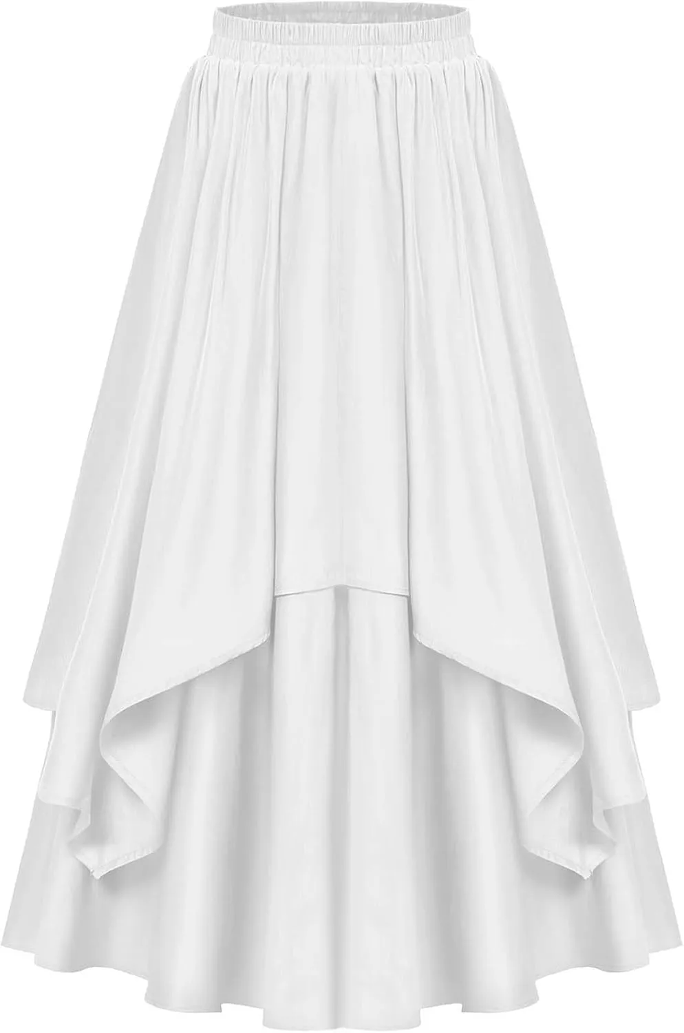 Vintage Ankle-Length Skirts for Women Pleated Tiered Long Skirts High Waisted Asymmetrical Ruffle A Line Maxi Skirt