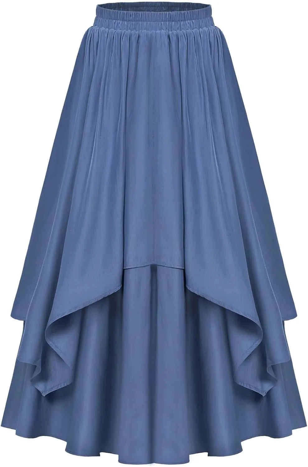 Vintage Ankle-Length Skirts for Women Pleated Tiered Long Skirts High Waisted Asymmetrical Ruffle A Line Maxi Skirt