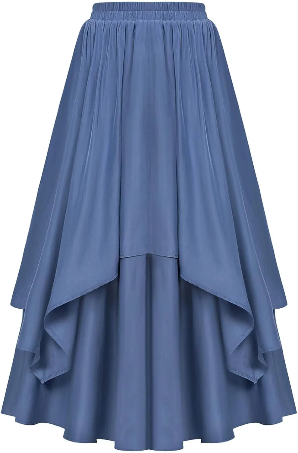 Vintage Ankle-Length Skirts for Women Pleated Tiered Long Skirts High Waisted Asymmetrical Ruffle A Line Maxi Skirt