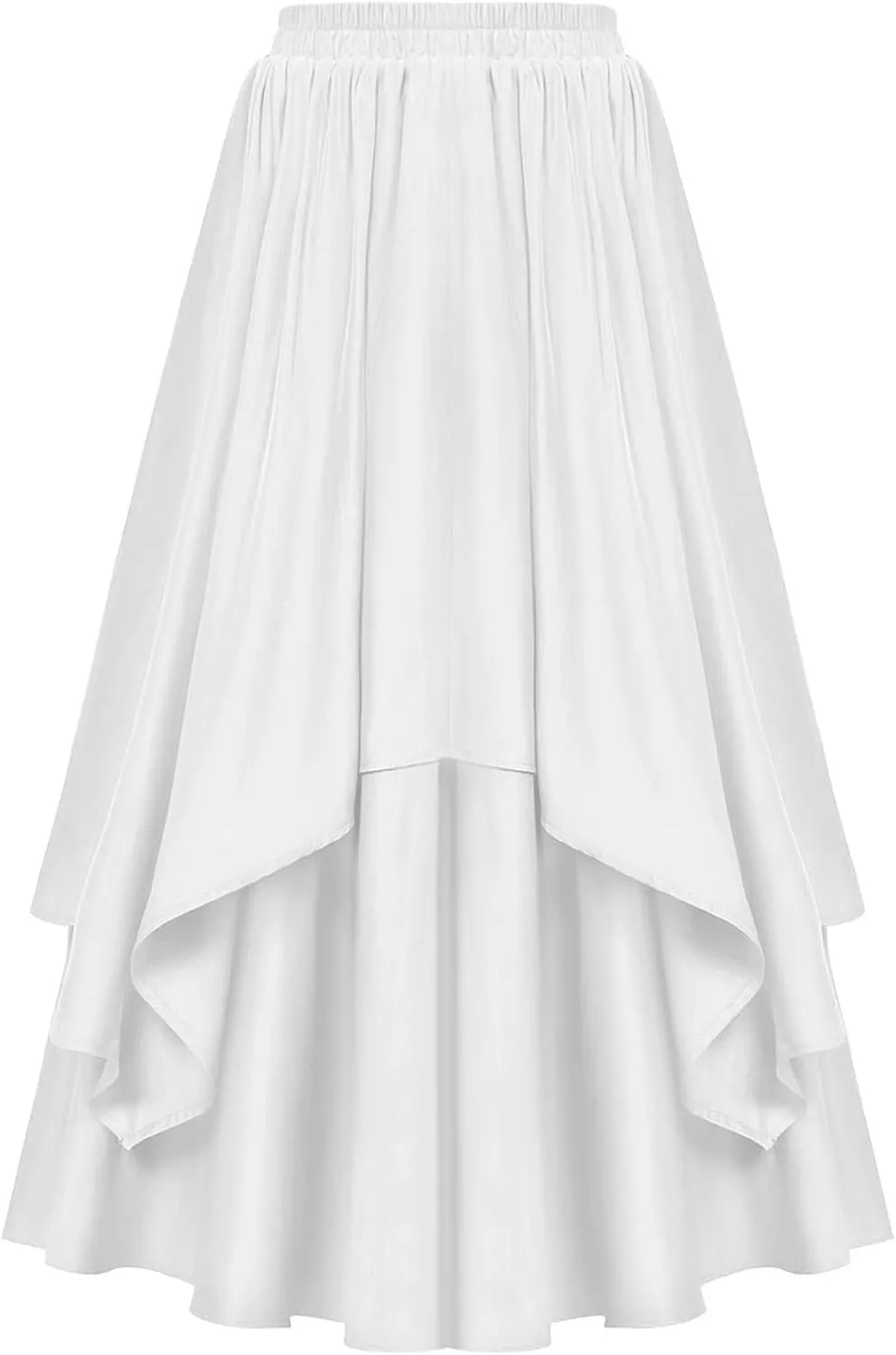 Vintage Ankle-Length Skirts for Women Pleated Tiered Long Skirts High Waisted Asymmetrical Ruffle A Line Maxi Skirt