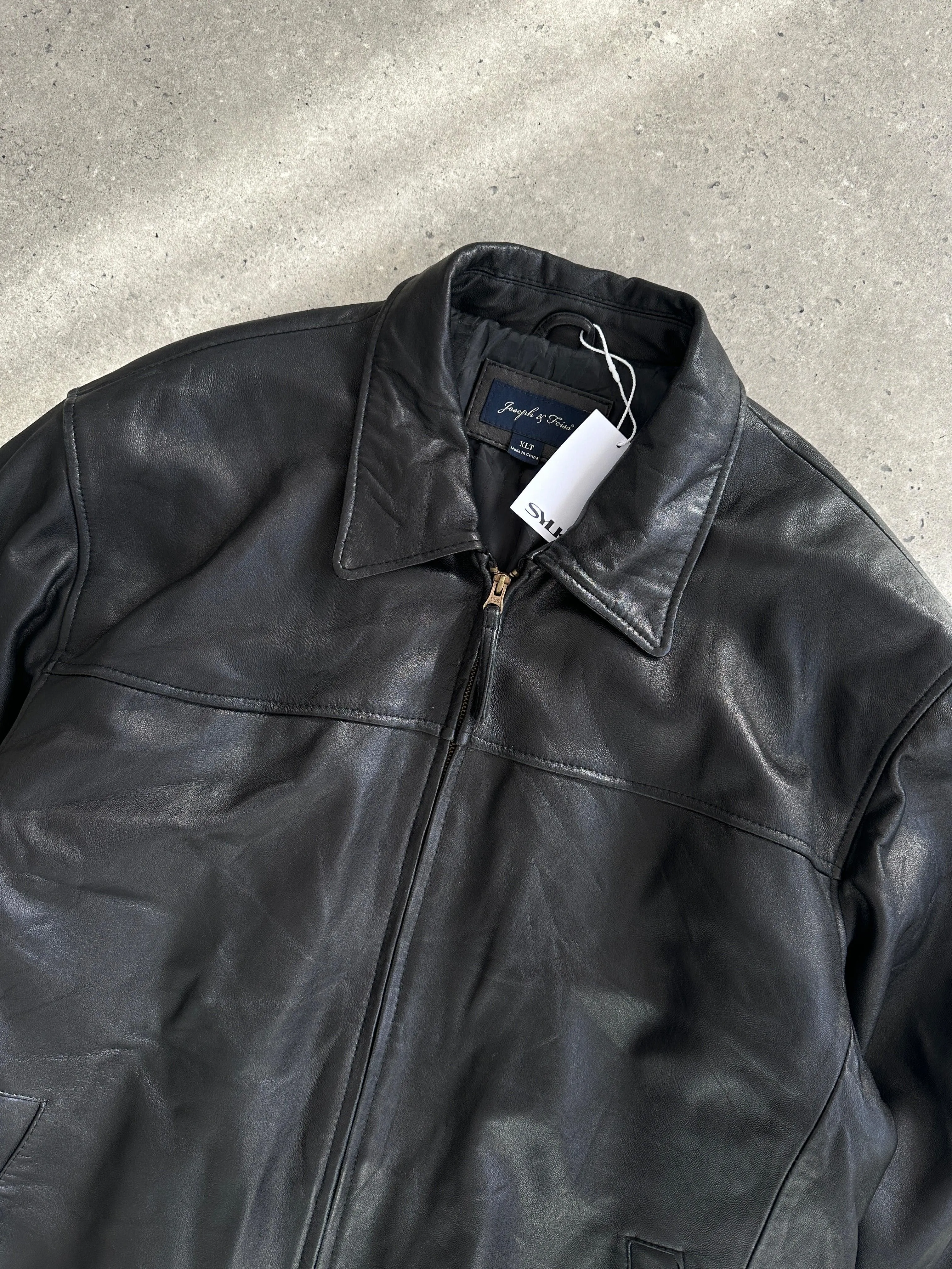Vintage Minimal Leather Bomber Jacket - XL/XXL