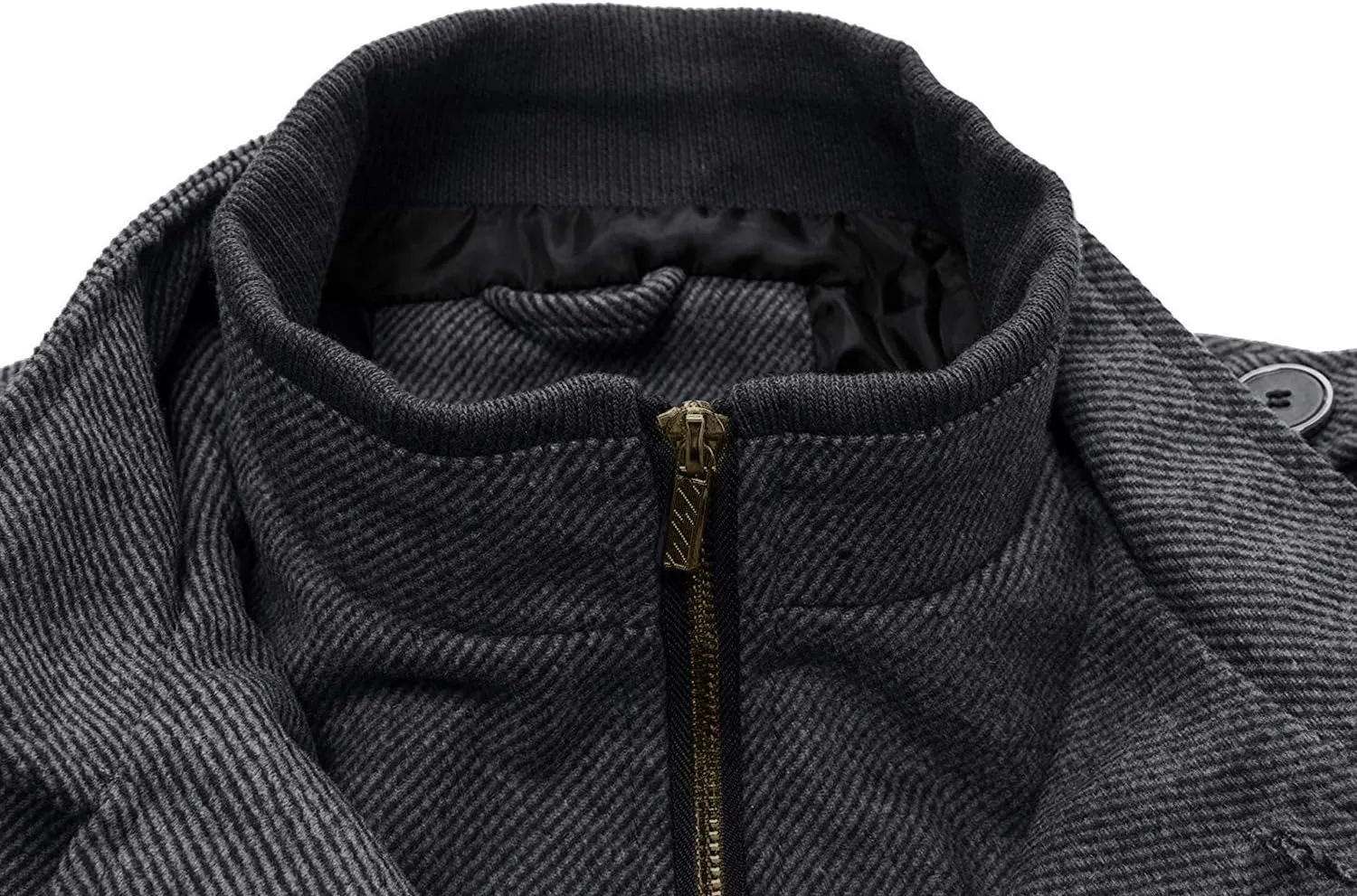 wantdo Men's Wool Blend Jacket Stand Collar Windproof Pea Coat