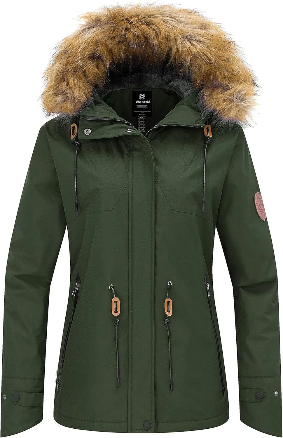 wantdo Women's Waterproof Ski Jacket Hooded Winter Snow Coat Mountain Snowboarding Jackets Insulated Fleece Parka