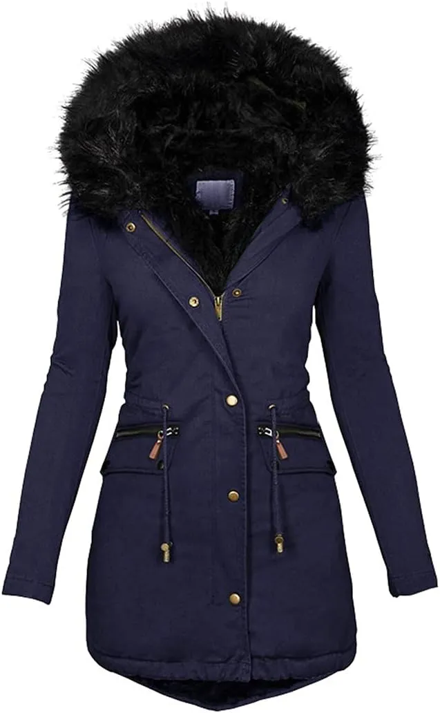 Winter Padded Coats Women Cotton Wadded Jacket Medium Long Parkas Thick Warm Hooded Snow Outwear