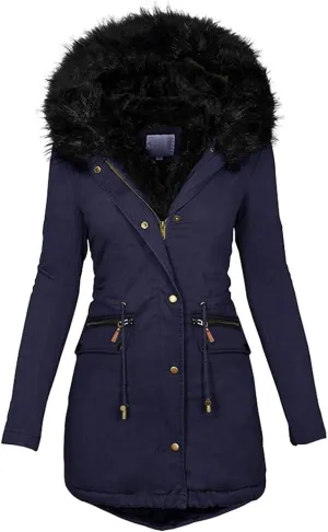 Winter Padded Coats Women Cotton Wadded Jacket Medium Long Parkas Thick Warm Hooded Snow Outwear