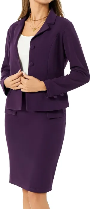 Women 2 Piece Business Suit Elegant Blazer Jacket and Skirt Sets Work Formal Office Clothes Suits