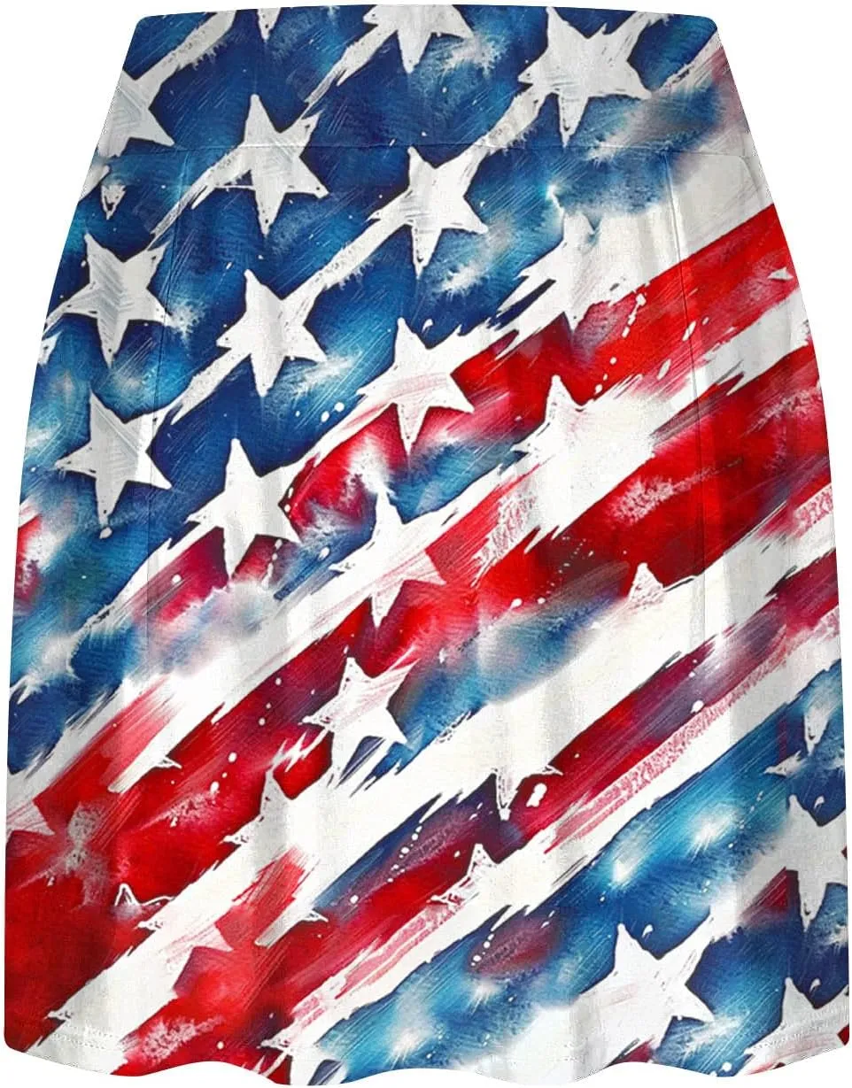 Women American Flag Skorts Yoga Patriotic Striped Active Skirts Beach Vacation Independence Day Golf Tennis Shorts