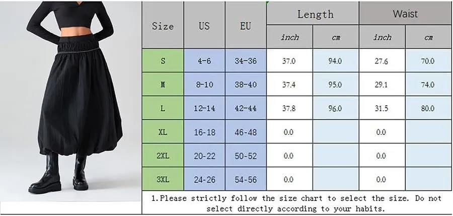 Women Bubble Maxi Skirt Ruffle Pleated Elastic Waist A-Line Long Skirt Y2k Aesthetic Midi Dress