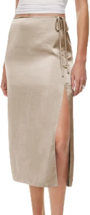 Women Drawstring High Waisted Maxi Skirt Solid Color Comfy Casual Skirt Side Split Hem Vacation Lounge Long Skirt