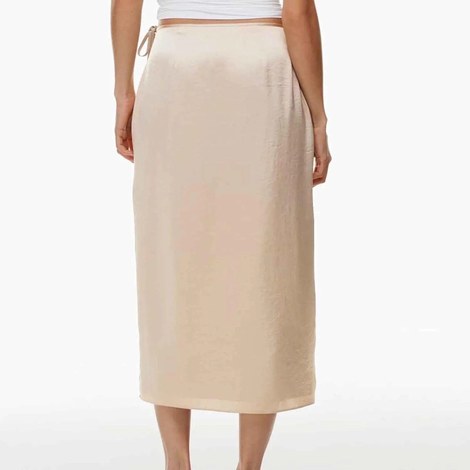 Women Drawstring High Waisted Maxi Skirt Solid Color Comfy Casual Skirt Side Split Hem Vacation Lounge Long Skirt