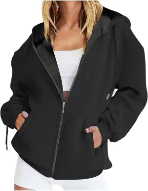 Women Fashion Cute Hoodies Oversized Sweatshirts Zip Up Hoodies Jackets Fall Fleece Clothes Casual Tops For Teen Girls
