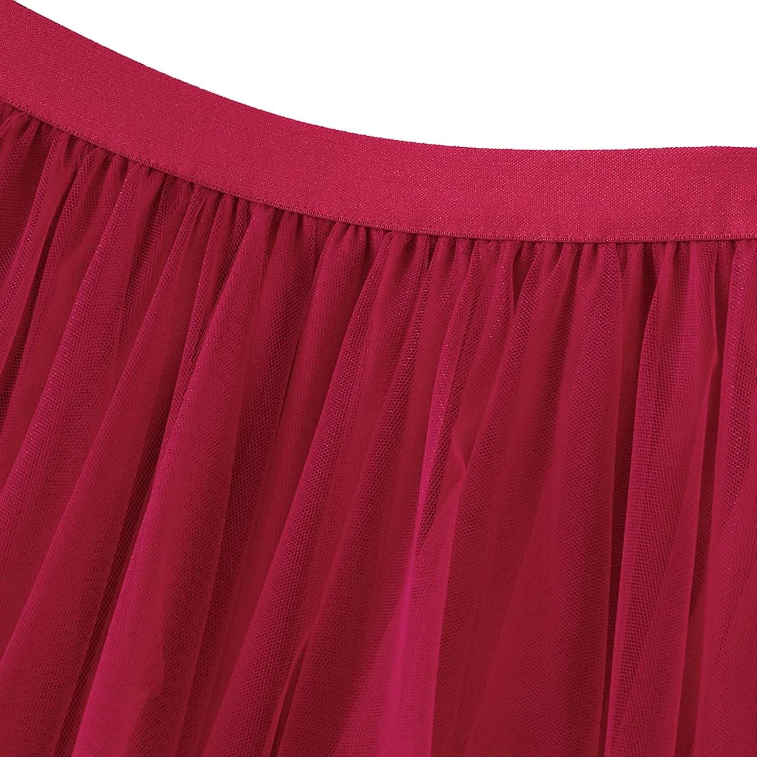 Women Layered Tulle Long Skirt High Waist Ruffle Midi Skirt Casual Cocktail Party A-Line Mesh Midi Skirt