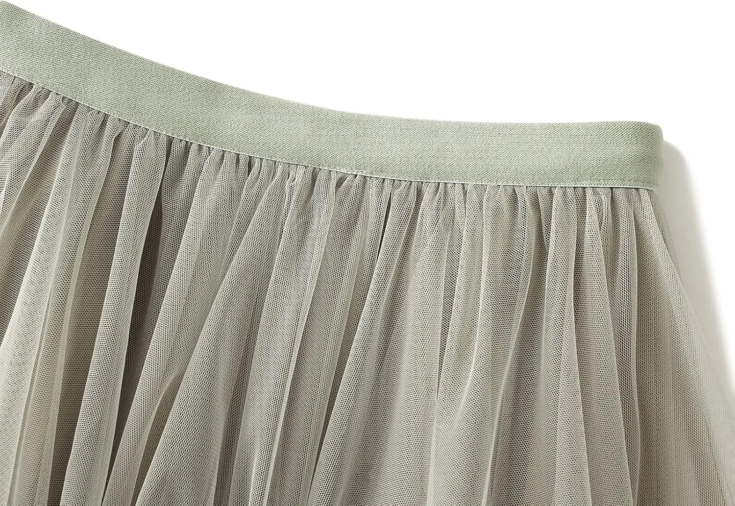 Women Layered Tulle Long Skirt High Waist Ruffle Midi Skirt Casual Cocktail Party A-Line Mesh Midi Skirt