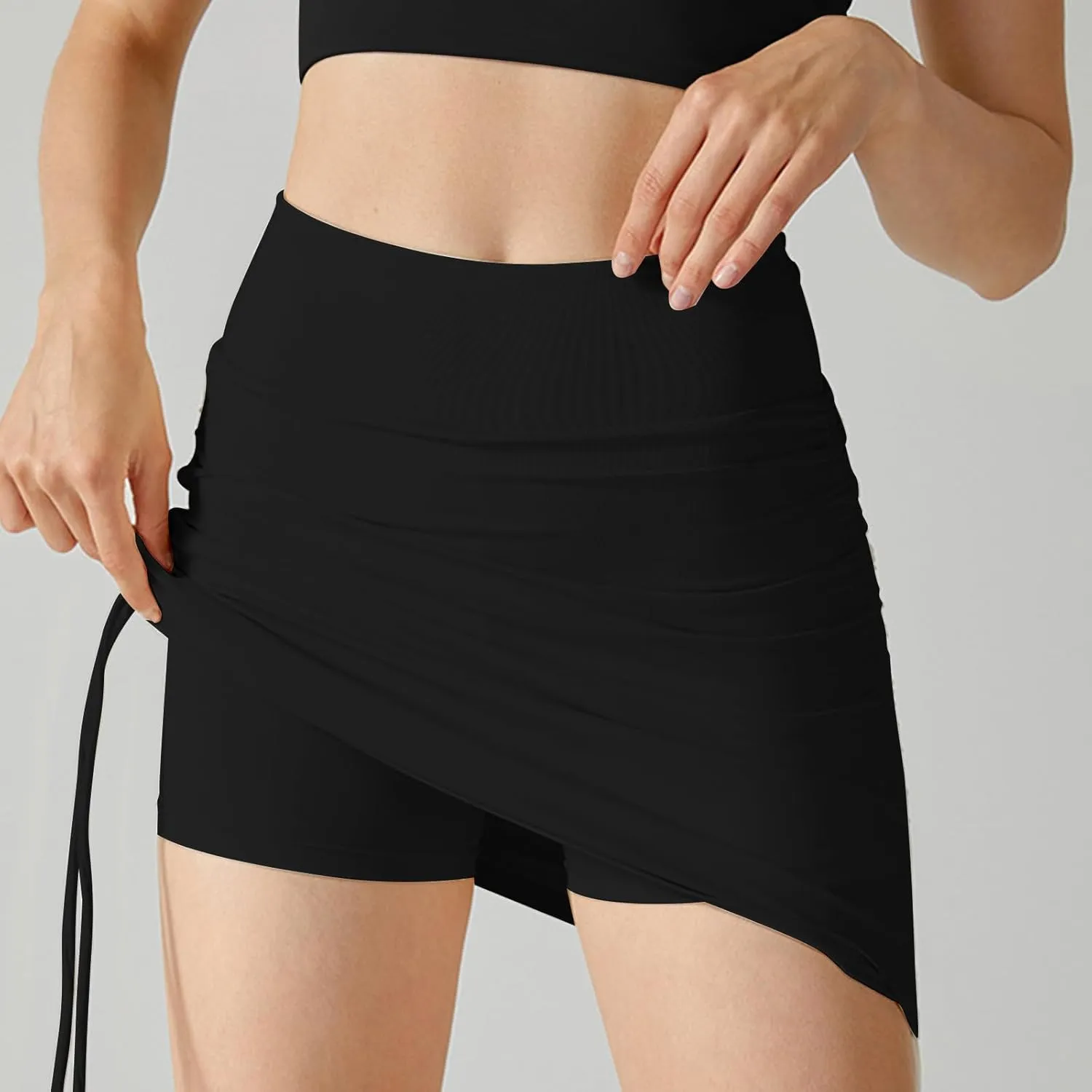 Women Tennis Skirts with Built-in Shorts High Waisted Ruched Bodycon Golf Skort Side Drawstring Athletic Skorts 2025