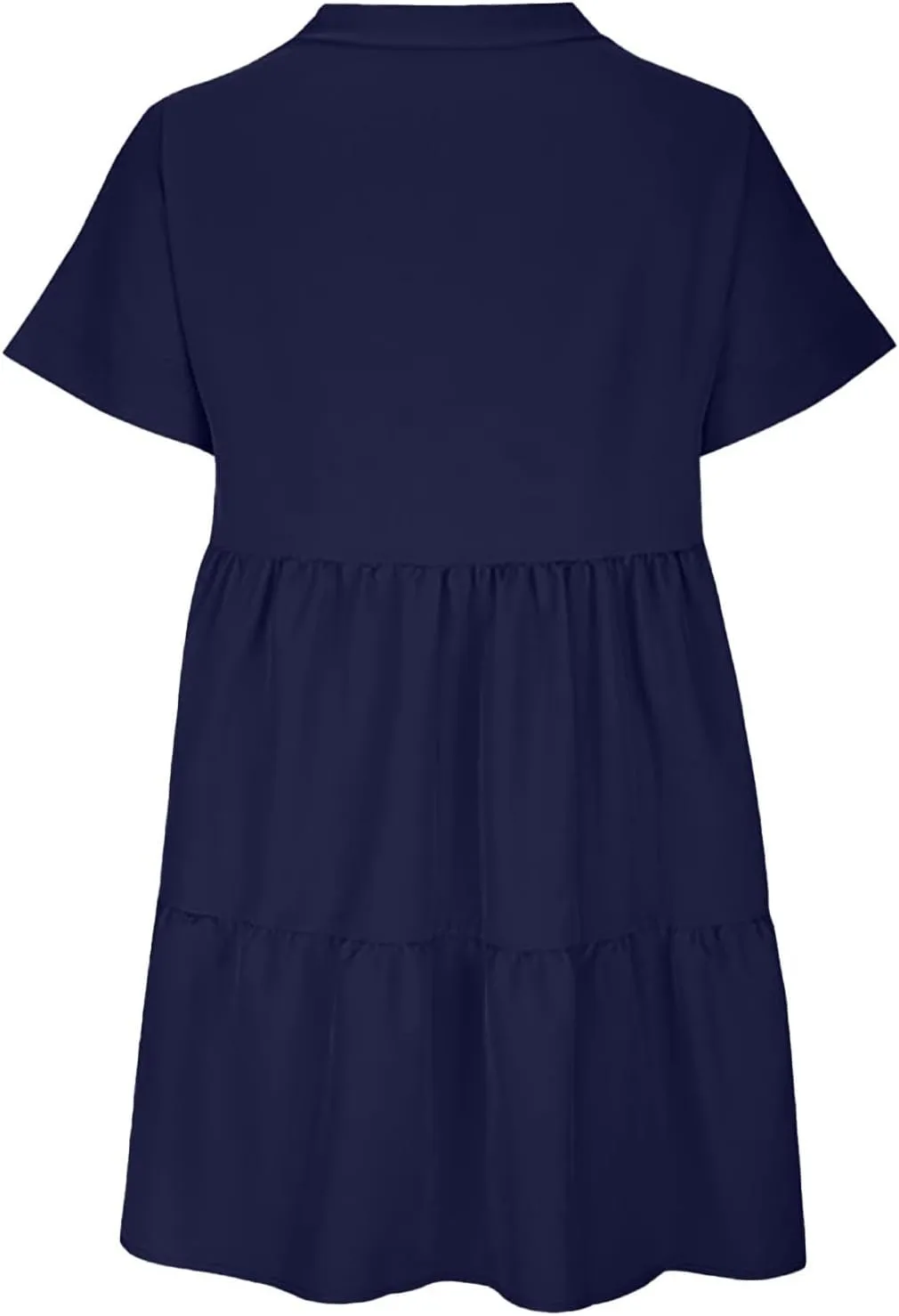 Women V Neck Flowy Babydoll Dresses 2025 Summer Short Sleeve Swing Shift Loose Casual Mini Tunic Dress
