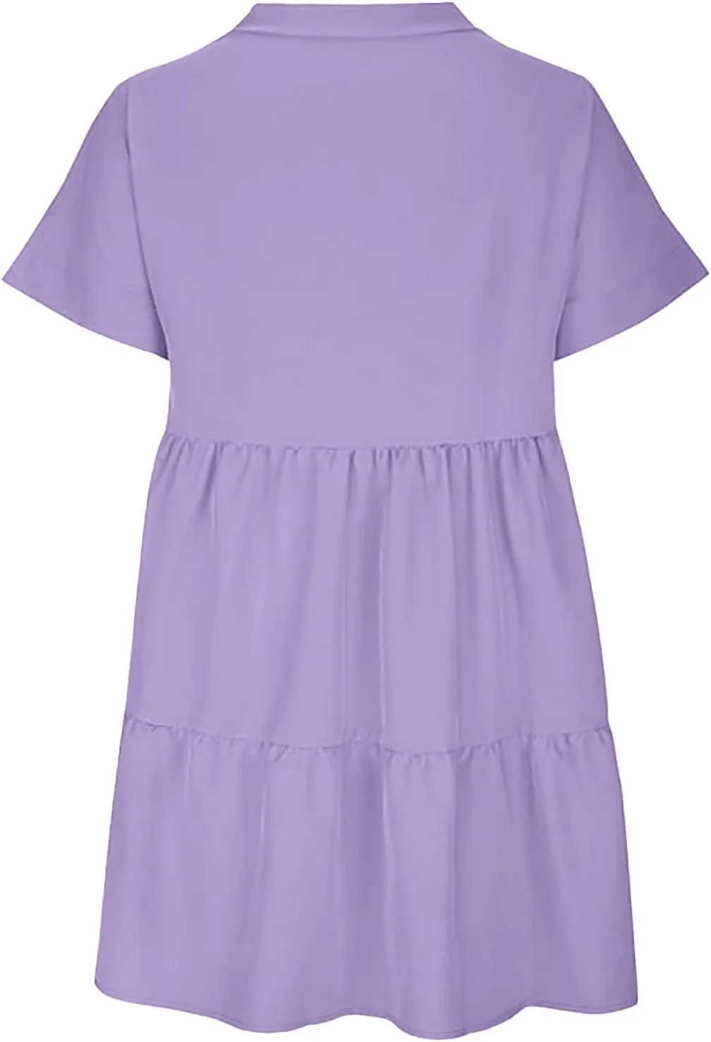 Women V Neck Flowy Babydoll Dresses 2025 Summer Short Sleeve Swing Shift Loose Casual Mini Tunic Dress
