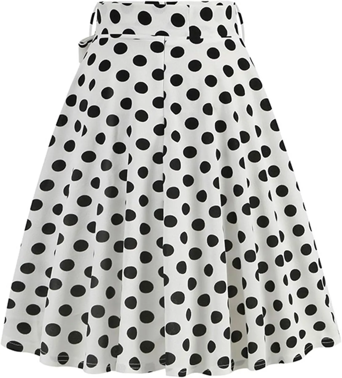 Women's 1950s Pleated Vintage Skirt Polka Dot A-line Midi Skirts Flared High Waisted Short Skirts with Belted