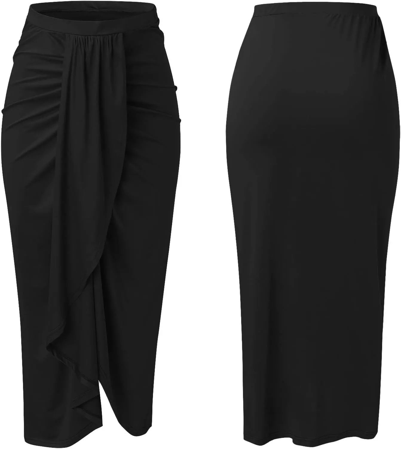 Womens Asymmetrical Solid Split Wrap High Low Casual Pleated Maxi Skirt Holiday Skirt High Rise Summer Skirt 2023