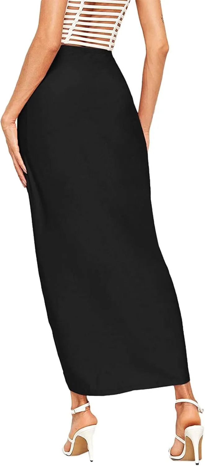 Womens Asymmetrical Solid Split Wrap High Low Casual Pleated Maxi Skirt Holiday Skirt High Rise Summer Skirt 2023