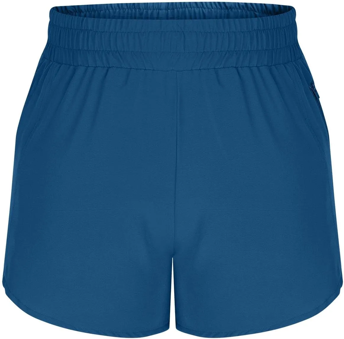 Women's Athletic Shorts High Waisted Running Solid Shorts with Zip Pocket Side Split Short Gym Elastic Workout Pants