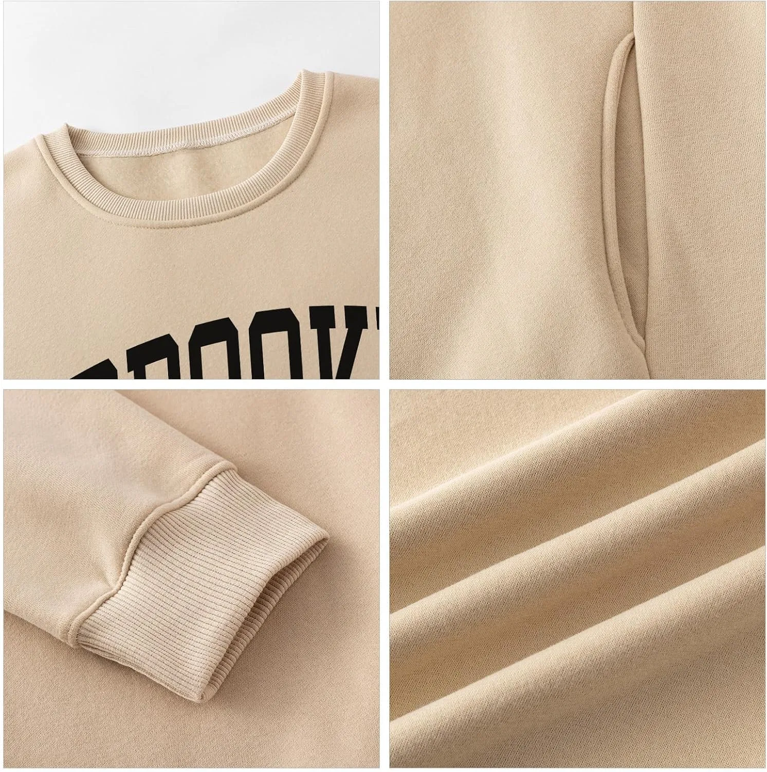 Women's Brooklyn Letter Graphic Print Sweatshirt Oversized Aesthetic Pullover Preppy Crewneck Fleece Hoodie Tops