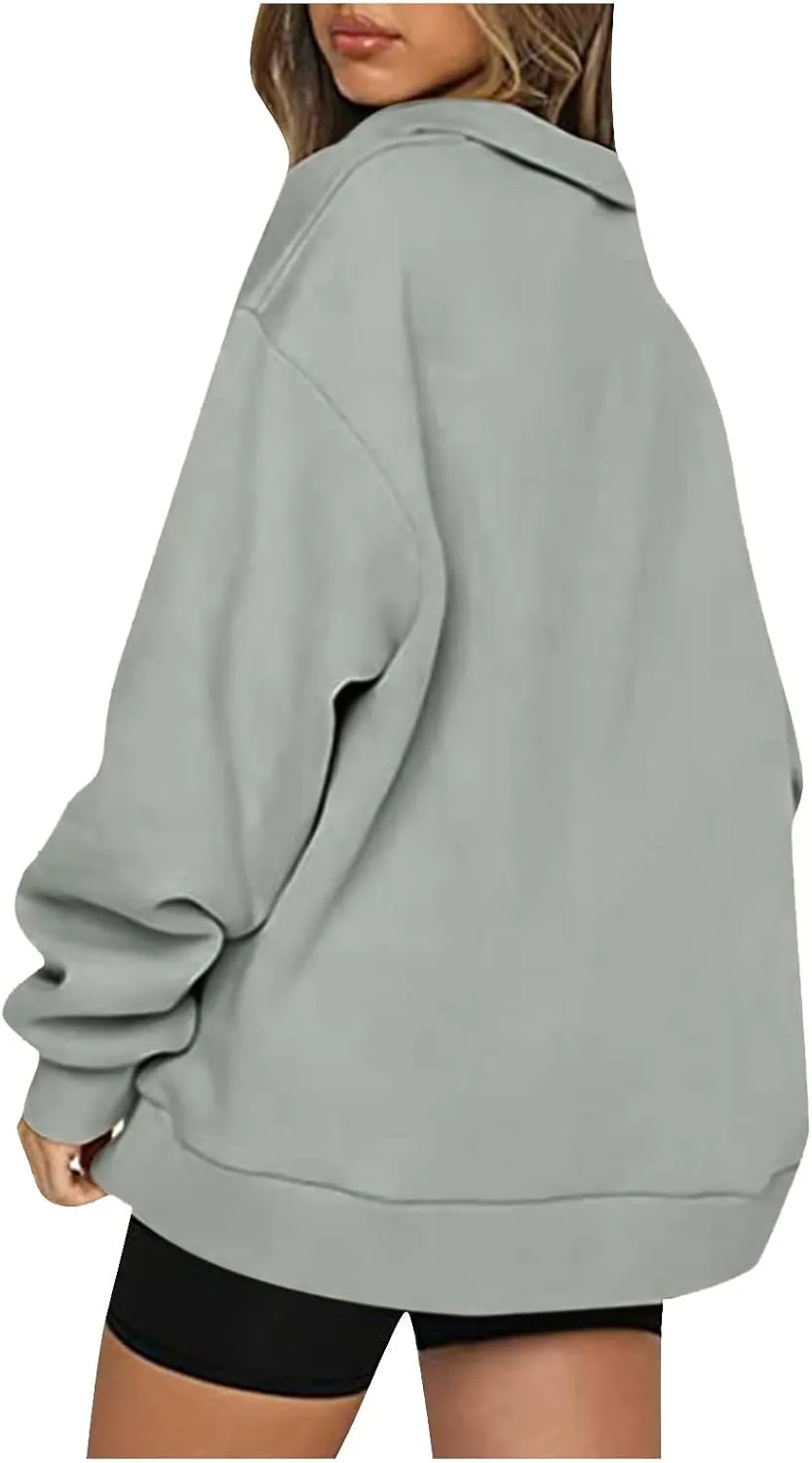Women's Fashion Hoodies & Sweatshirts Oversized Button Up Hoodie Sweatshirt Long Sleeve Fall Outfits Trendy y2k Clothes