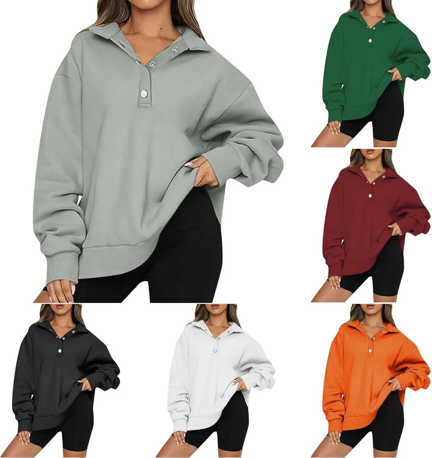 Women's Fashion Hoodies & Sweatshirts Oversized Button Up Hoodie Sweatshirt Long Sleeve Fall Outfits Trendy y2k Clothes