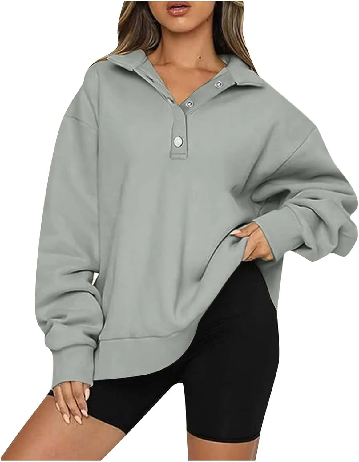 Women's Fashion Hoodies & Sweatshirts Oversized Button Up Hoodie Sweatshirt Long Sleeve Fall Outfits Trendy y2k Clothes