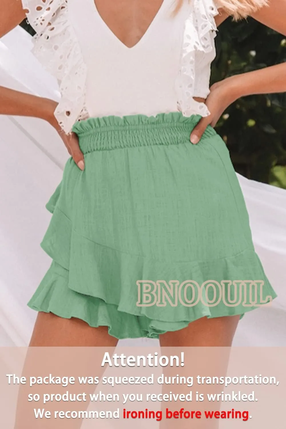 Women's High Waisted Shorts Summer Casual Comfy Flowy Beach Linen Cotton Shorts Wrap Mini Skirt Skort