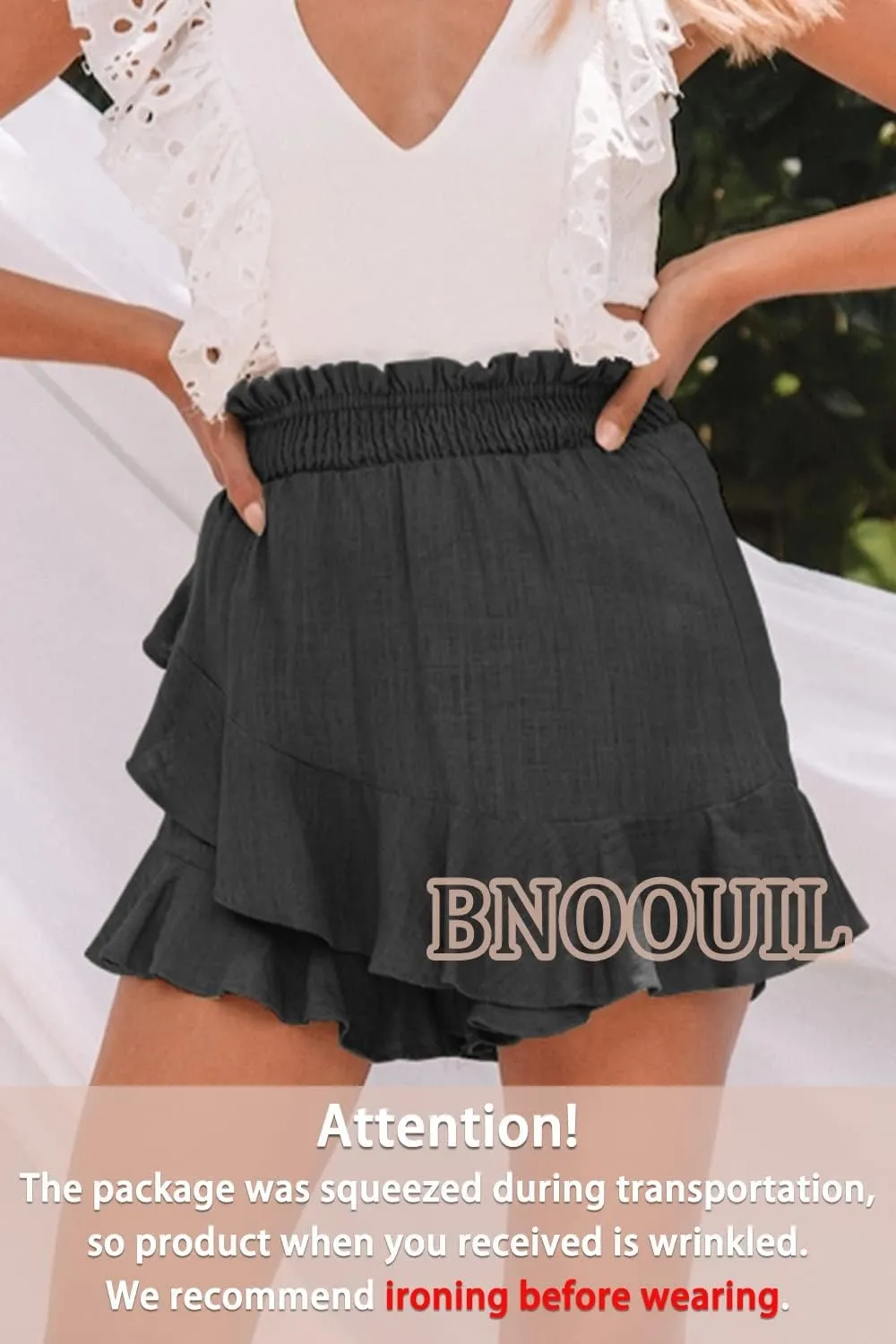 Women's High Waisted Shorts Summer Casual Comfy Flowy Beach Linen Cotton Shorts Wrap Mini Skirt Skort