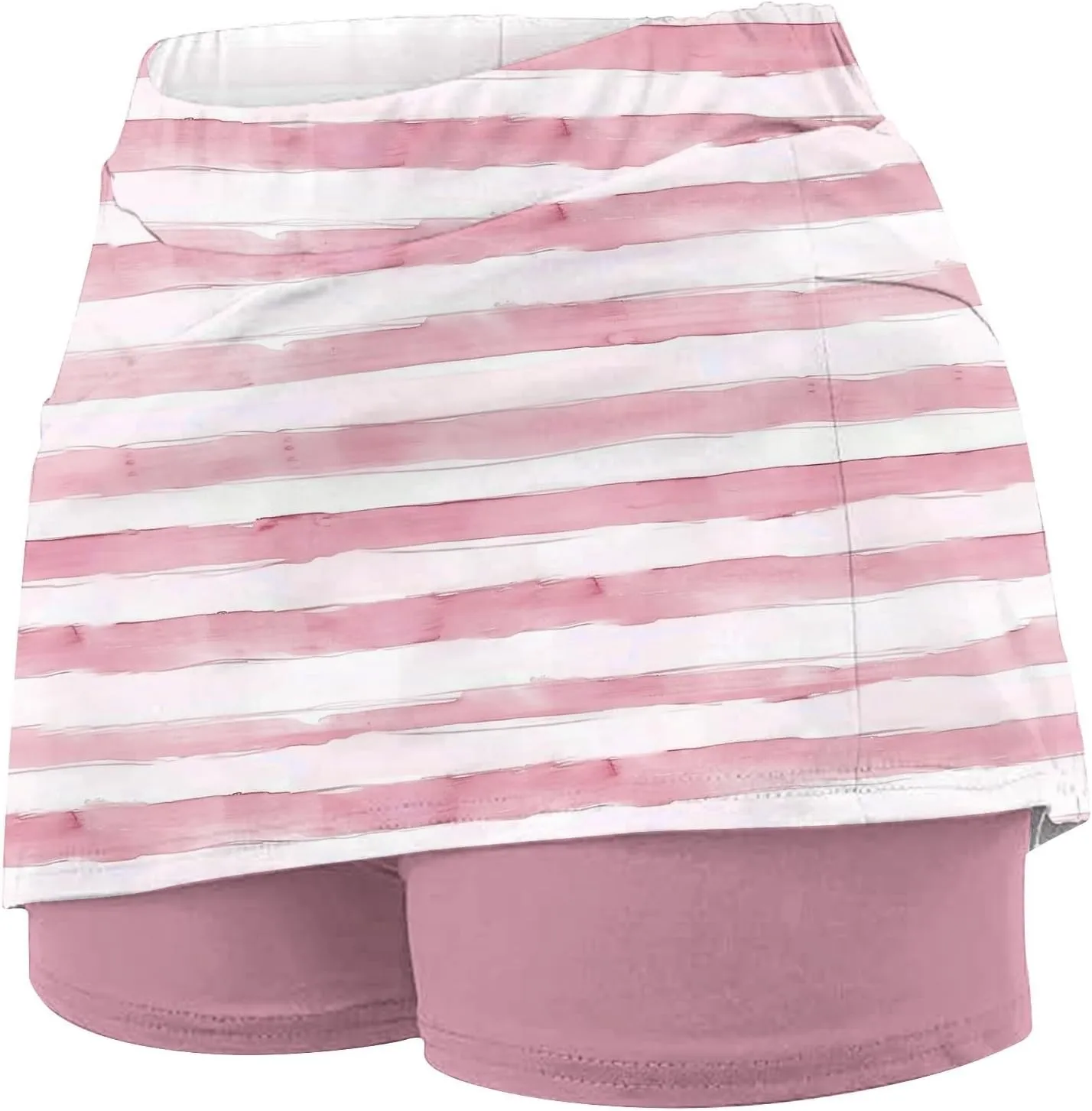 Women's High Waisted Tennis Skirts Striped Color Block Athletic Golf Skorts with Built in Shorts Workout Skirt
