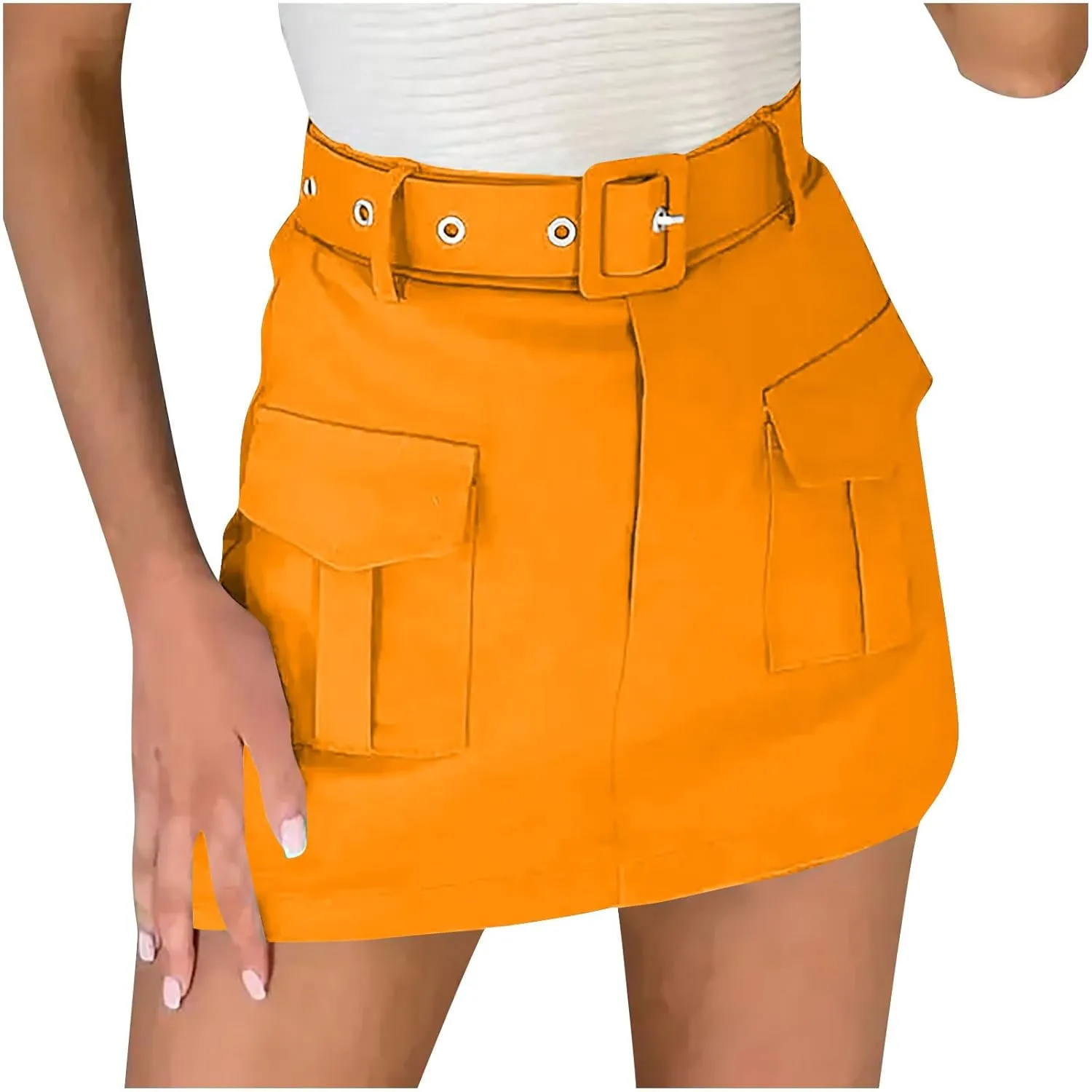 Women's Hiking Cargo Skorts High Waisted Dressy Casual Shorts with Pockets Elegant Ladies Office Work Mini Skirts