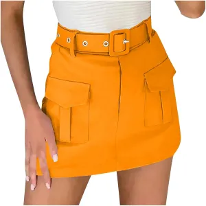 Women's Hiking Cargo Skorts High Waisted Dressy Casual Shorts with Pockets Elegant Ladies Office Work Mini Skirts