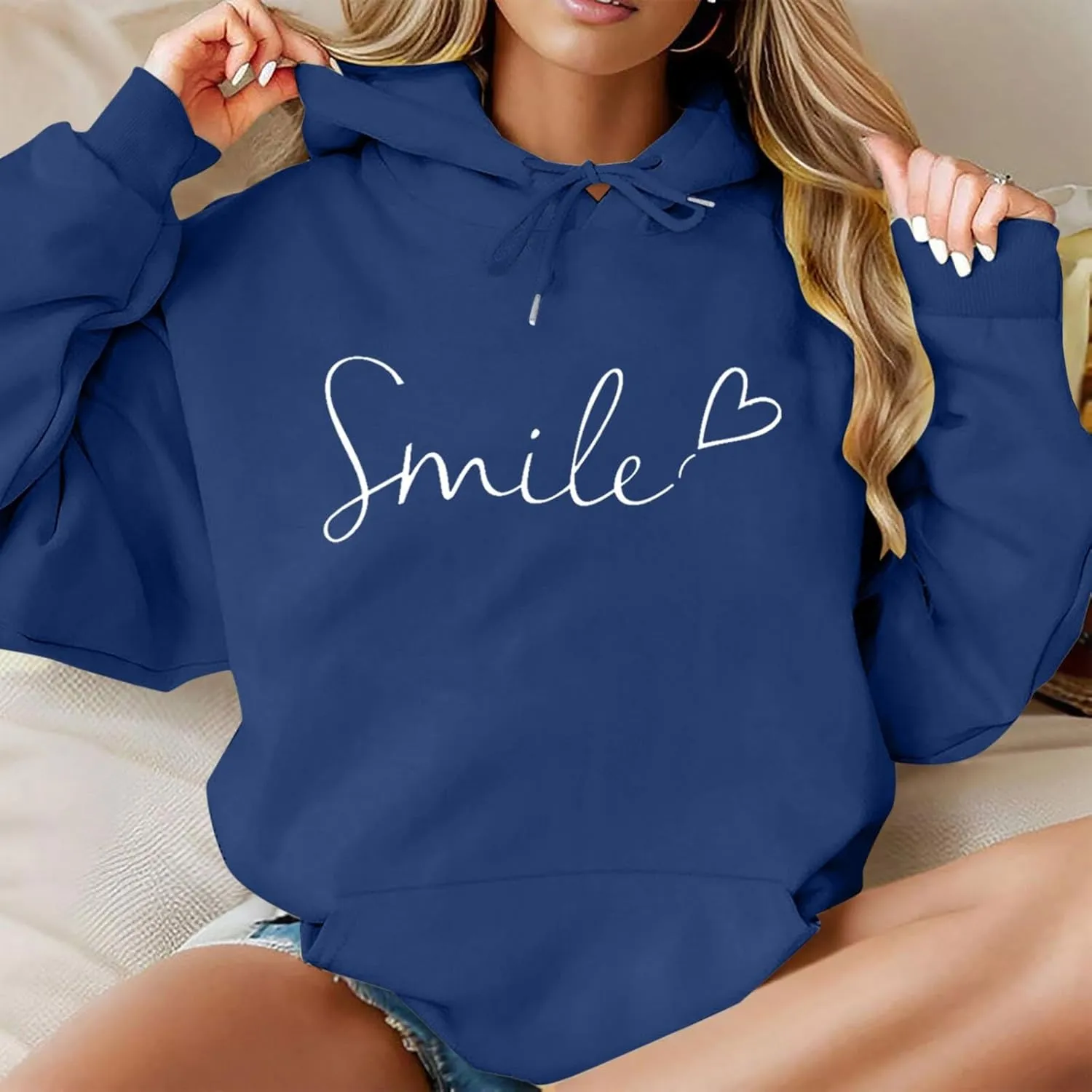 Womens Hooded Sweater Fashion Hoodies Oversized Sweatshirts Fall Pullover Loose Sweatshirt with Pocket Trendy