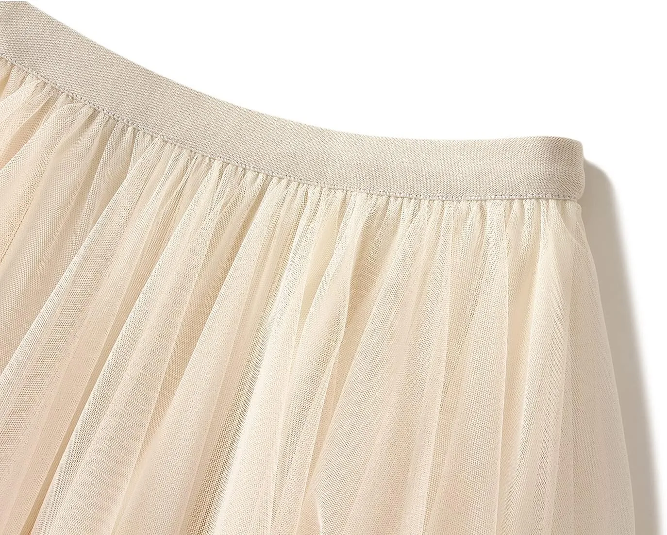 Women's Layered Tulle Long Skirt Solid Color Frill Trim Ruffle A-line Midi Skirt Summer Club Party Skirt